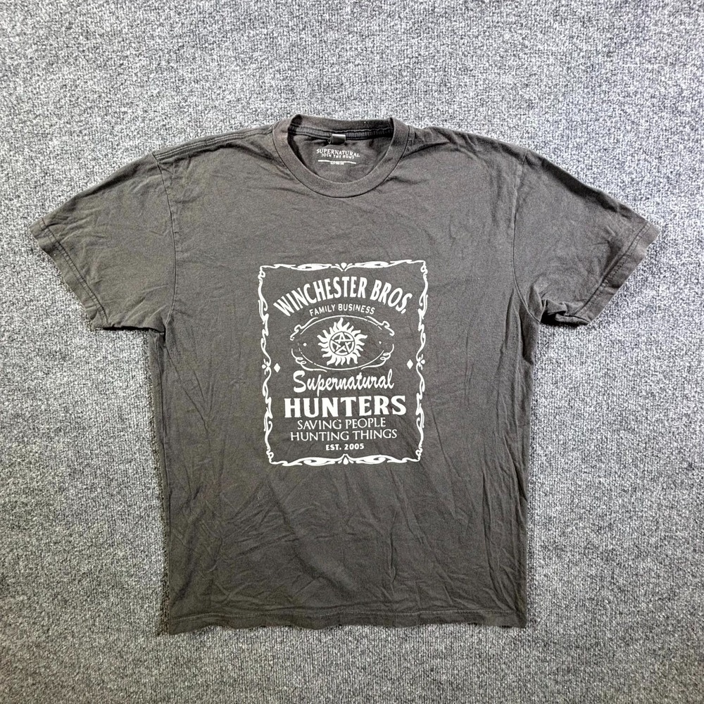 Next Level Supernatural Winchester Bros Graphic T-Shirt Mens L Gray Cotton